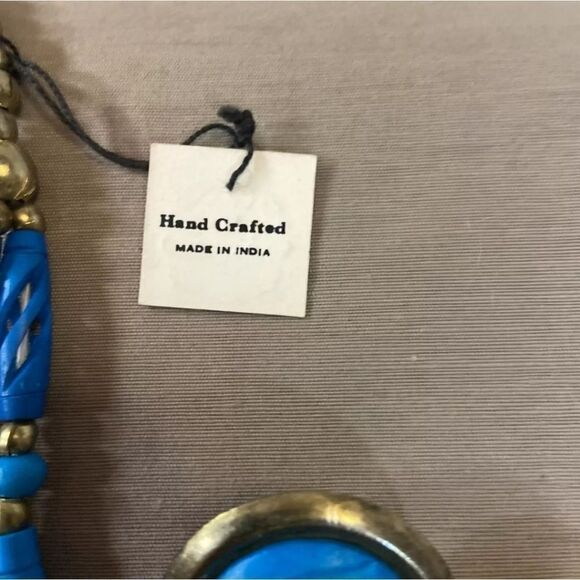 Carol for Eva Graham Vtg Beaded Turquoise Necklace & Pierced Earrings India NWT - Picture 6 of 10